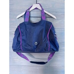 Ivivva Lululemon Mindful Magic Duffel Bag Blue Pink Chevron Dance Gym Travel